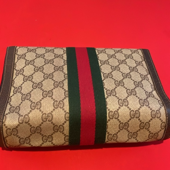 AUTHENTIC VINTAGE GUCCI PVC/LEATHER CLUTCH - Picture 4 of 16